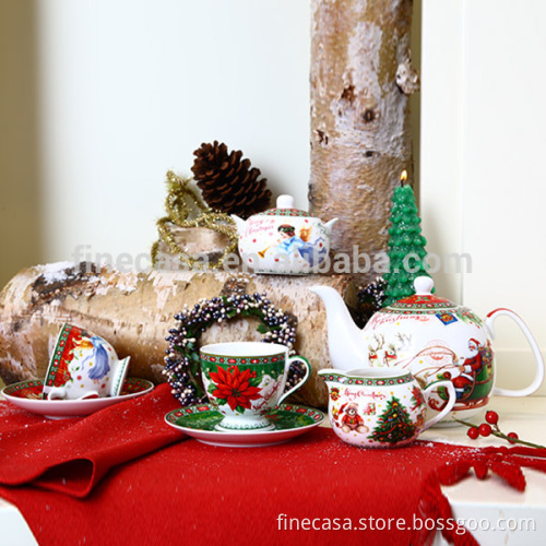 3 Pieces New Bone China Christmas Coffee Serving Set